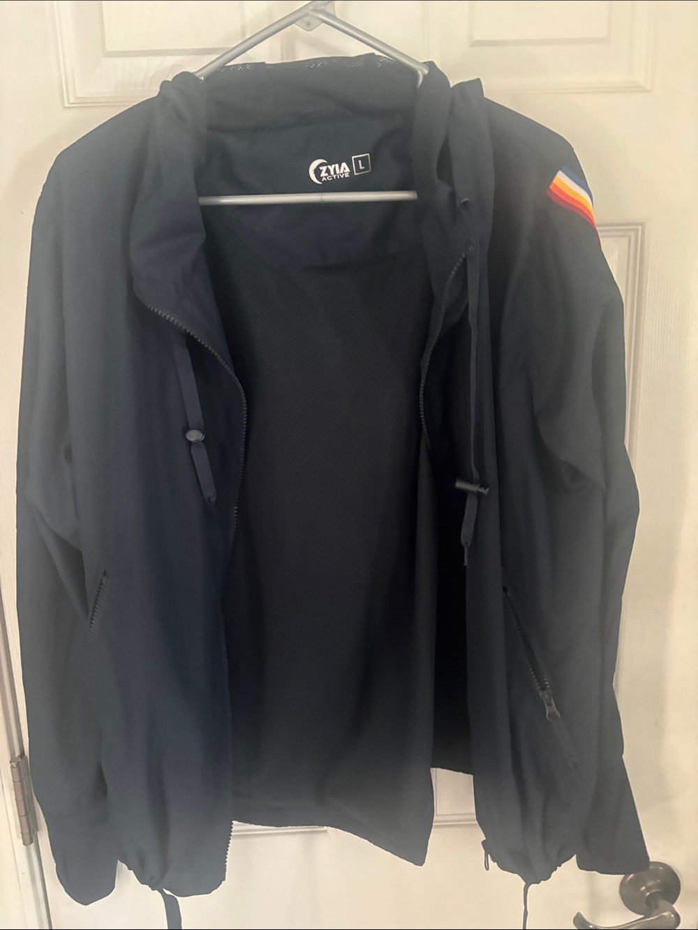 Active USA Navy Hooded Windbreaker with Shoulder Stripe
